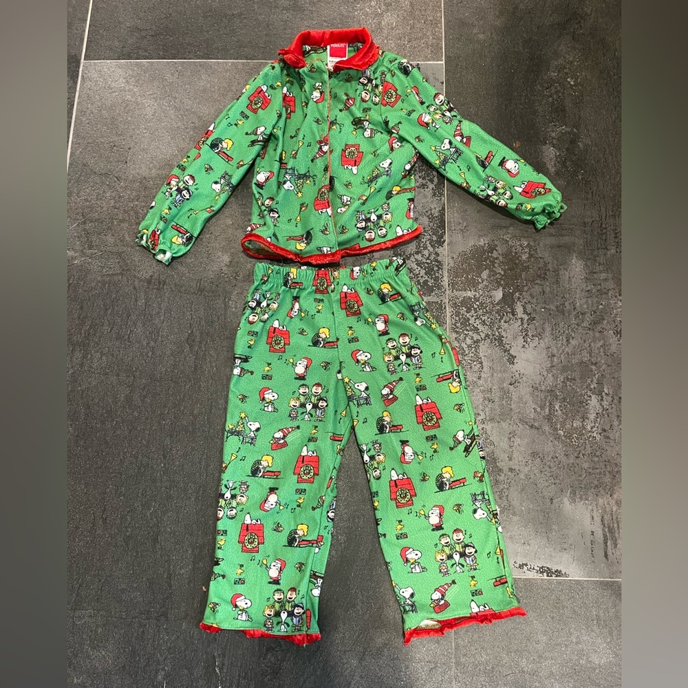 Green Peanuts Characters Christmas Jammies
